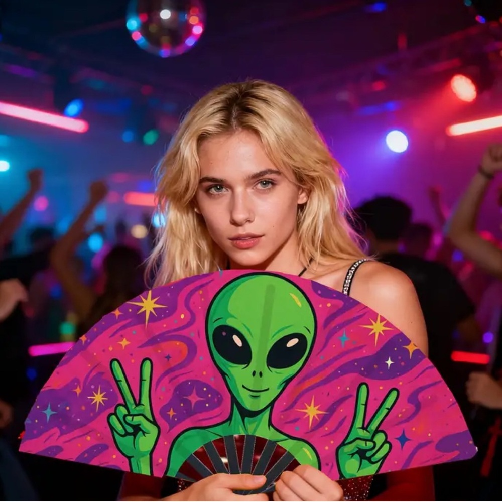 Colorful Alien Hand Fan - Picture 2 of 7